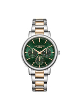 Lee Cooper Women's Multifunction Watch Dark Green Dial With Two Toned Rose Gold And Silver Metal Band,LC07946.590